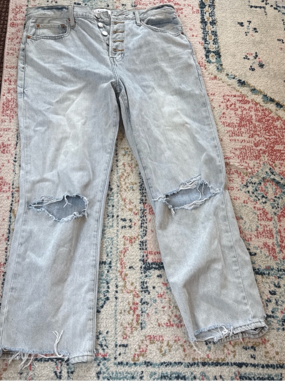 pistola Light Wash Distressed Boyfriend Jeans